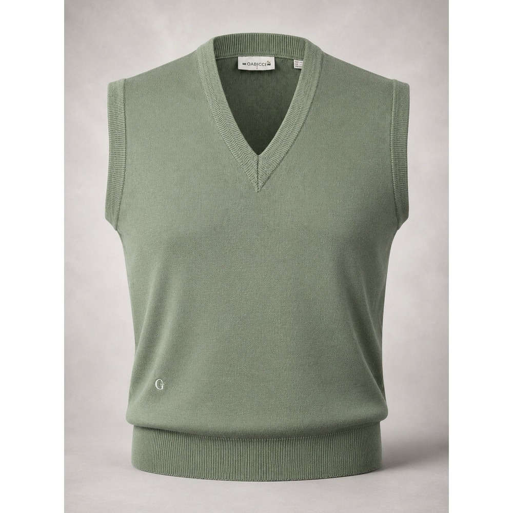 Vintage Gabicci Men's L Wool Blend Sweater Vest Green V Neck Golf Preppy Korea